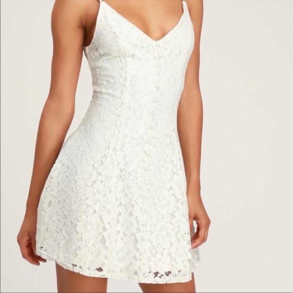 Lulu’s Easy Love White Lace Skater Dress - Bridal Shower, Bachelorette - Picture 5 of 7